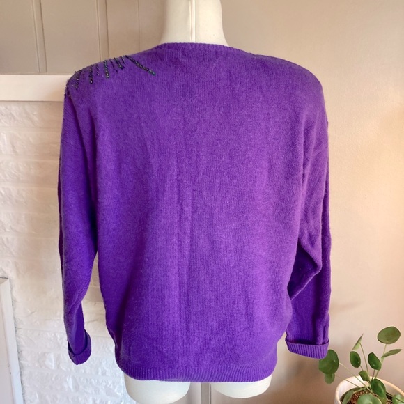Vintage Lambswool Angora Starburst Beaded Sweater - Picture 5 of 10
